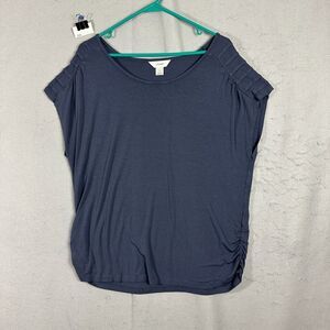 CJ Banks Womens Pullover Blue Top Blouse Plus Size 1X